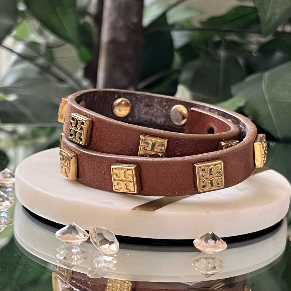 Tory Burch Brown and Gold Studded Bracelet